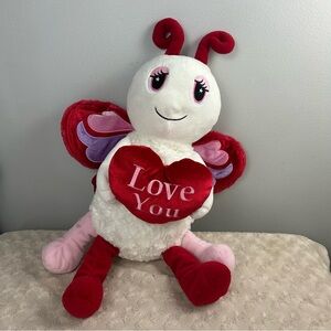 Walmart Love You Butterfly Plush Stuffed Animal Red Heart White Pink Purple